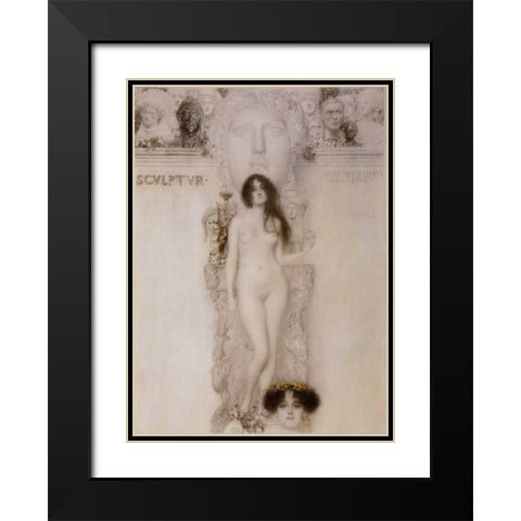 Sculpture 1896 Black Modern Wood Framed Art Print with Double Matting by Klimt, Gustav