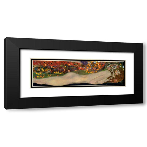 Sea Serpents III Black Modern Wood Framed Art Print with Double Matting by Klimt, Gustav