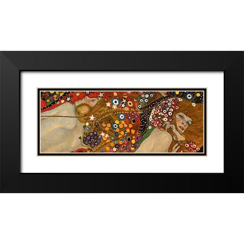 Sea Serpents VII Black Modern Wood Framed Art Print with Double Matting by Klimt, Gustav