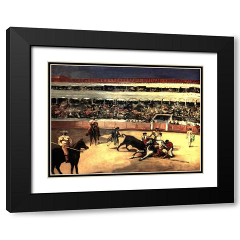 Bullfighters Black Modern Wood Framed Art Print with Double Matting by Manet, Edouard