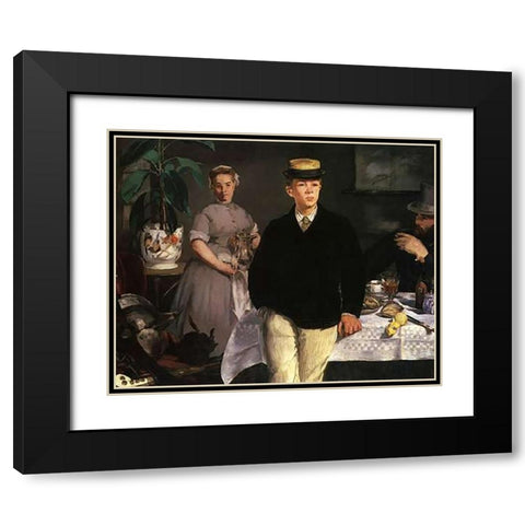 The Luncheon, 1868 Black Modern Wood Framed Art Print with Double Matting by Manet, Edouard