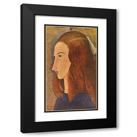 Head Of A Woman Black Modern Wood Framed Art Print with Double Matting by Modigliani, Amedeo