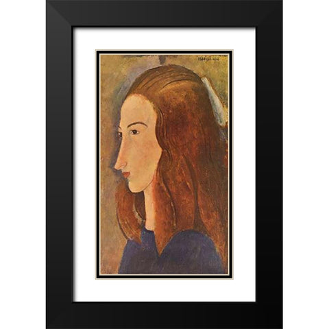 Head Of A Woman Black Modern Wood Framed Art Print with Double Matting by Modigliani, Amedeo