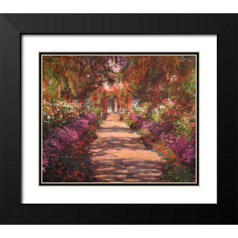 A Lane In Monets Garden Giverny II Black Modern Wood Framed Art Print with Double Matting by Monet, Claude