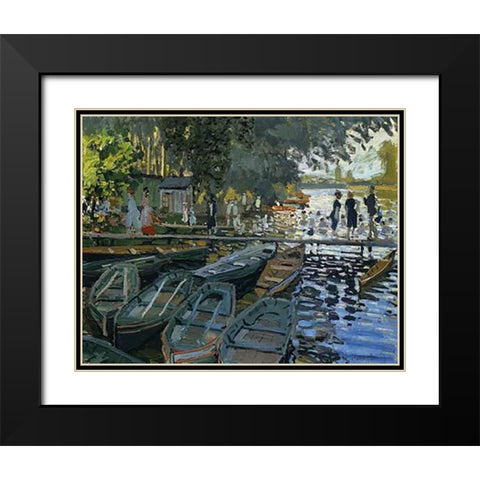 Bathing At La Grenouillere 1869 Black Modern Wood Framed Art Print with Double Matting by Monet, Claude