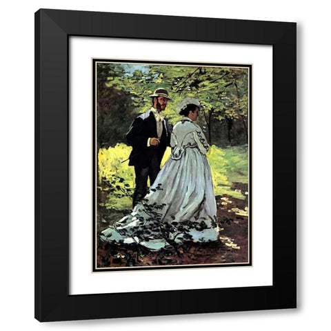 Bazille And Camille 1865 Black Modern Wood Framed Art Print with Double Matting by Monet, Claude