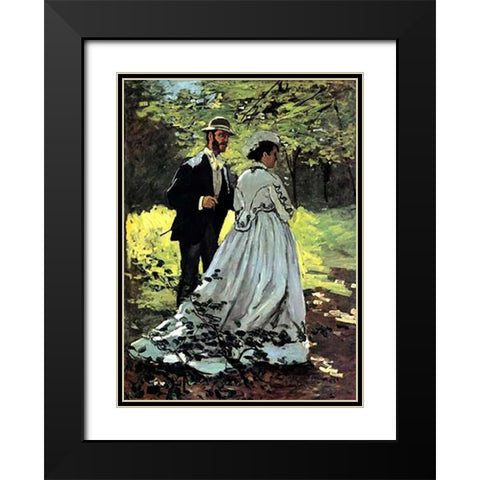 Bazille And Camille 1865 Black Modern Wood Framed Art Print with Double Matting by Monet, Claude