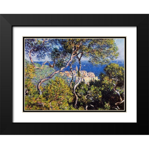 Bordighera Black Modern Wood Framed Art Print with Double Matting by Monet, Claude
