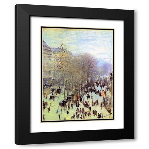 Boulevard des Capucines, 1873 Black Modern Wood Framed Art Print with Double Matting by Monet, Claude