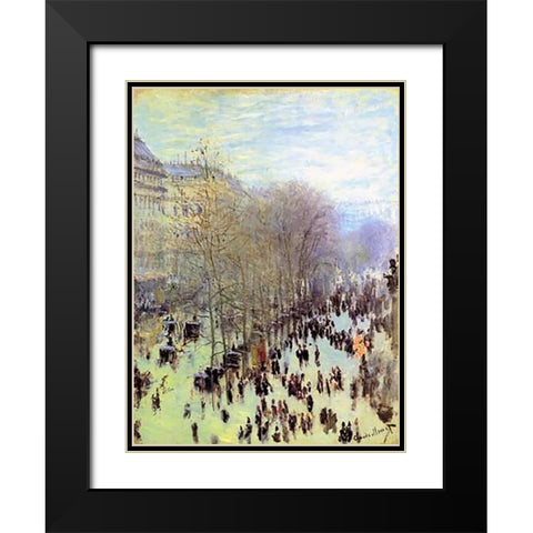 Boulevard des Capucines, 1873 Black Modern Wood Framed Art Print with Double Matting by Monet, Claude
