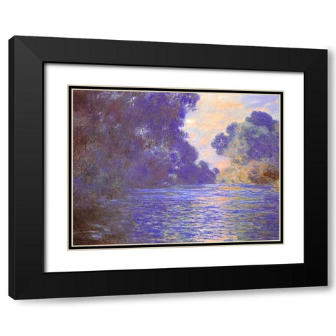 Branch Of The Seine Near Giverny 1897 Black Modern Wood Framed Art Print with Double Matting by Monet, Claude