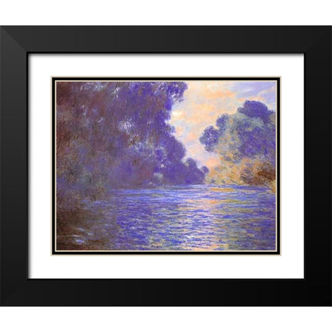 Branch Of The Seine Near Giverny 1897 Black Modern Wood Framed Art Print with Double Matting by Monet, Claude