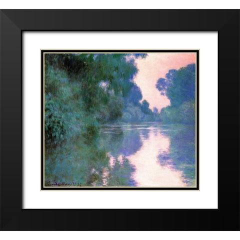 Branch Of The Seine Near Giverny 2 1897 Black Modern Wood Framed Art Print with Double Matting by Monet, Claude