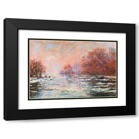 Breakup Of The Ice Near Vetheuil Black Modern Wood Framed Art Print with Double Matting by Monet, Claude