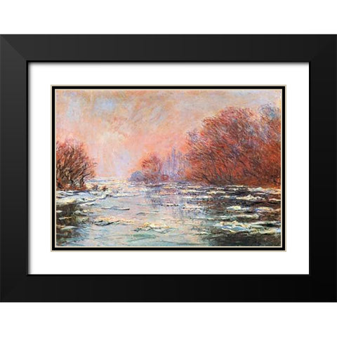 Breakup Of The Ice Near Vetheuil Black Modern Wood Framed Art Print with Double Matting by Monet, Claude
