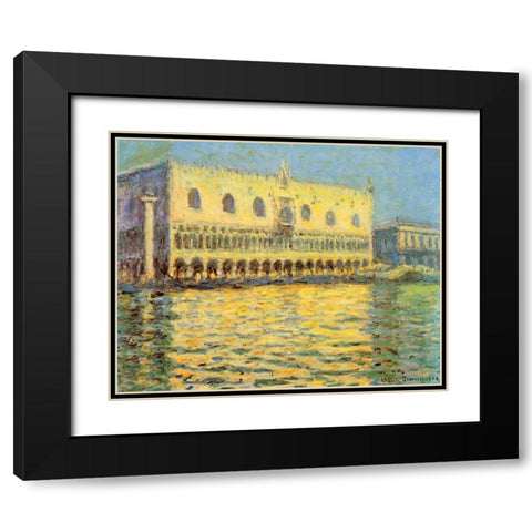 Doges Palace Seen From San Giorgio Black Modern Wood Framed Art Print with Double Matting by Monet, Claude