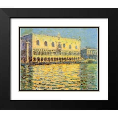 Doges Palace Seen From San Giorgio Black Modern Wood Framed Art Print with Double Matting by Monet, Claude