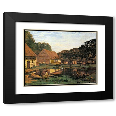 Farmyard In Normandy 1863 Black Modern Wood Framed Art Print with Double Matting by Monet, Claude