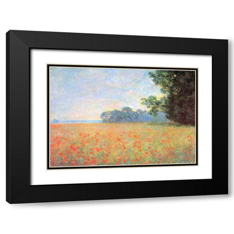 Field Of Oats With Poppies 1890 Black Modern Wood Framed Art Print with Double Matting by Monet, Claude