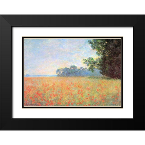 Field Of Oats With Poppies 1890 Black Modern Wood Framed Art Print with Double Matting by Monet, Claude