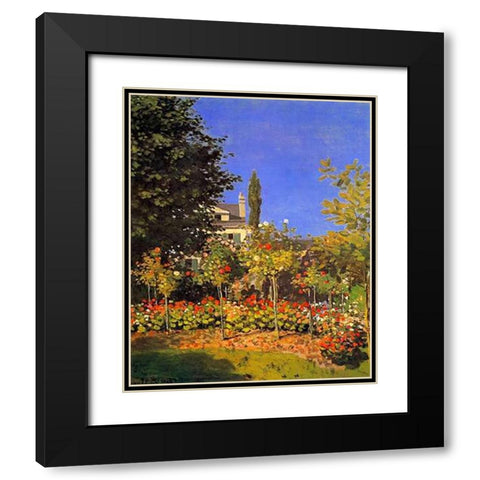 Flowering Garden 1866 Black Modern Wood Framed Art Print with Double Matting by Monet, Claude