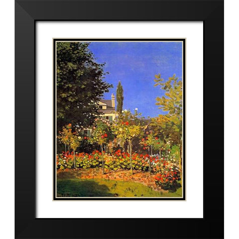 Flowering Garden 1866 Black Modern Wood Framed Art Print with Double Matting by Monet, Claude