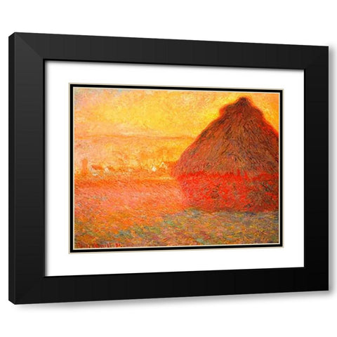 Haystack at Sunset 1891 Black Modern Wood Framed Art Print with Double Matting by Monet, Claude