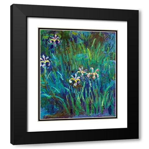 Irises 1914-1917 Black Modern Wood Framed Art Print with Double Matting by Monet, Claude