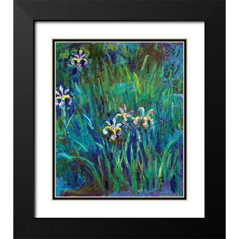 Irises 1914-1917 Black Modern Wood Framed Art Print with Double Matting by Monet, Claude
