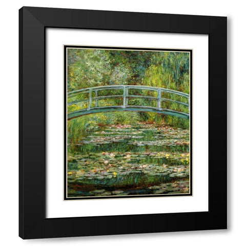 Japanese Bridge And Water Lilies - 1 Black Modern Wood Framed Art Print with Double Matting by Monet, Claude