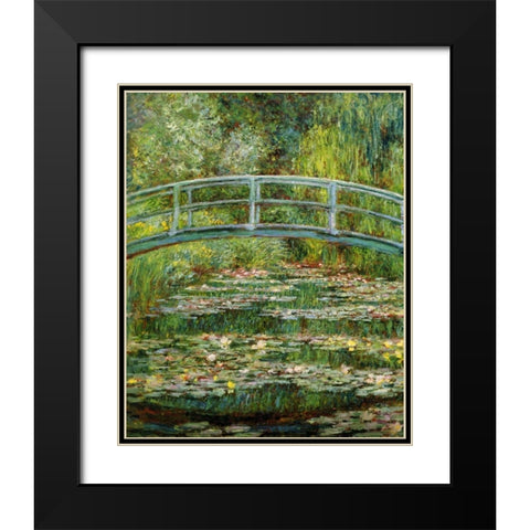 Japanese Bridge And Water Lilies - 1 Black Modern Wood Framed Art Print with Double Matting by Monet, Claude