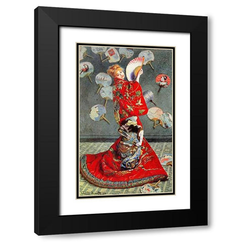 La Japonaise 1876 Black Modern Wood Framed Art Print with Double Matting by Monet, Claude