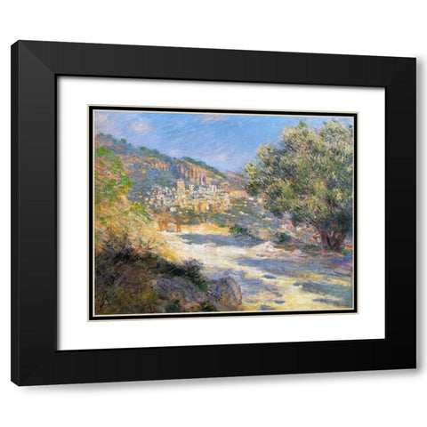 La Route De Monte-Carlo Black Modern Wood Framed Art Print with Double Matting by Monet, Claude