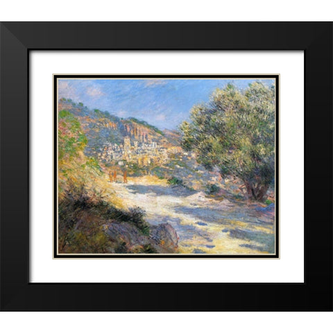La Route De Monte-Carlo Black Modern Wood Framed Art Print with Double Matting by Monet, Claude