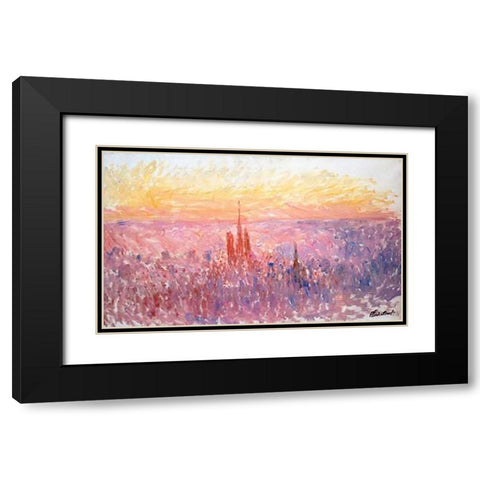 La Vue Generale De Rouen Black Modern Wood Framed Art Print with Double Matting by Monet, Claude
