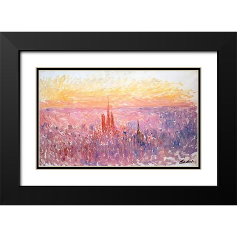 La Vue Generale De Rouen Black Modern Wood Framed Art Print with Double Matting by Monet, Claude