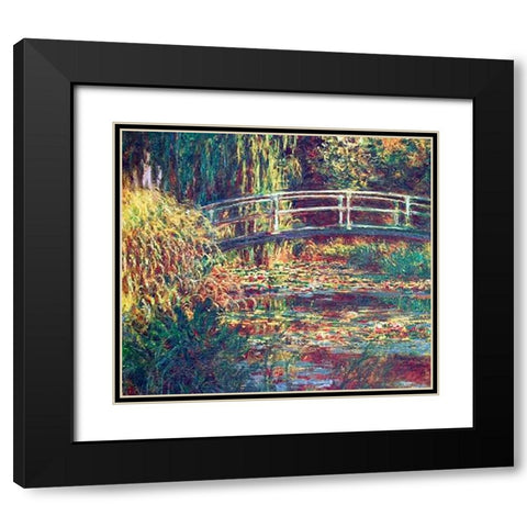 Le Bassin Aux Nympheas Harmonie Rose Black Modern Wood Framed Art Print with Double Matting by Monet, Claude