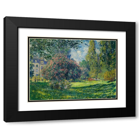 Le Parc Monceau Paris Black Modern Wood Framed Art Print with Double Matting by Monet, Claude