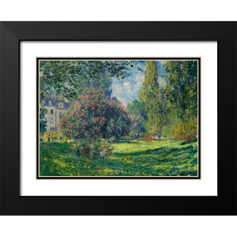 Le Parc Monceau Paris Black Modern Wood Framed Art Print with Double Matting by Monet, Claude