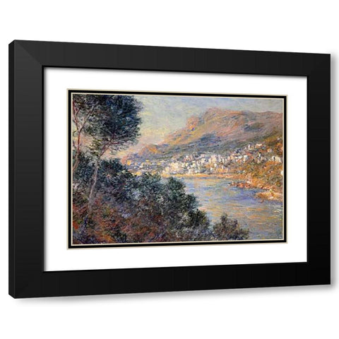 Monte Carlo vue de Cap Martin Black Modern Wood Framed Art Print with Double Matting by Monet, Claude