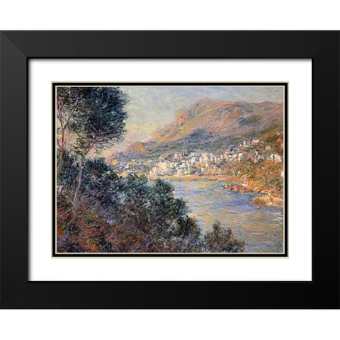 Monte Carlo vue de Cap Martin Black Modern Wood Framed Art Print with Double Matting by Monet, Claude