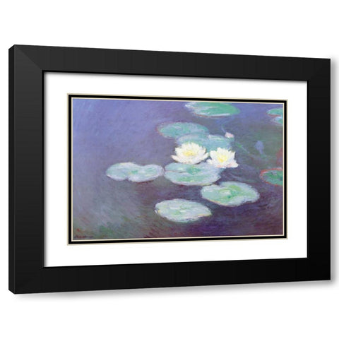 Nympheas Sunlight Effect II Black Modern Wood Framed Art Print with Double Matting by Monet, Claude