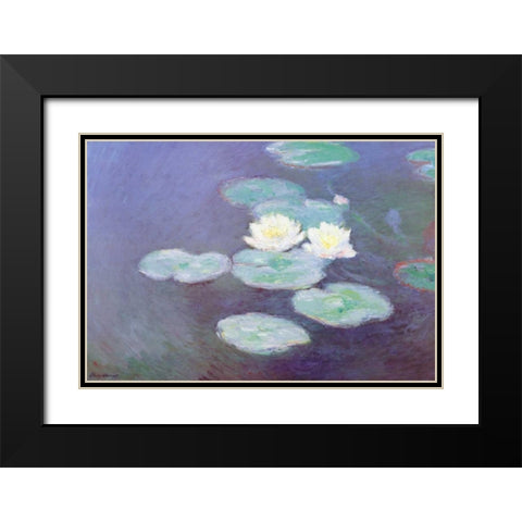 Nympheas Sunlight Effect II Black Modern Wood Framed Art Print with Double Matting by Monet, Claude