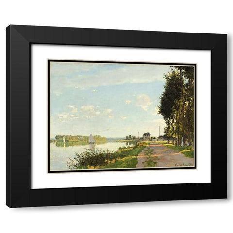 Riverside Walk At Argenteuil 1872 Black Modern Wood Framed Art Print with Double Matting by Monet, Claude