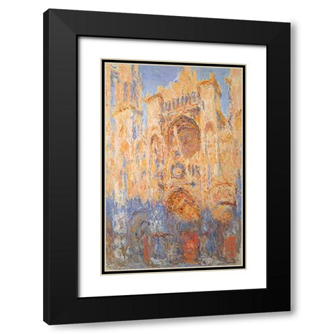 Rouen Cathedral Sun Effect End Of The Day Black Modern Wood Framed Art Print with Double Matting by Monet, Claude