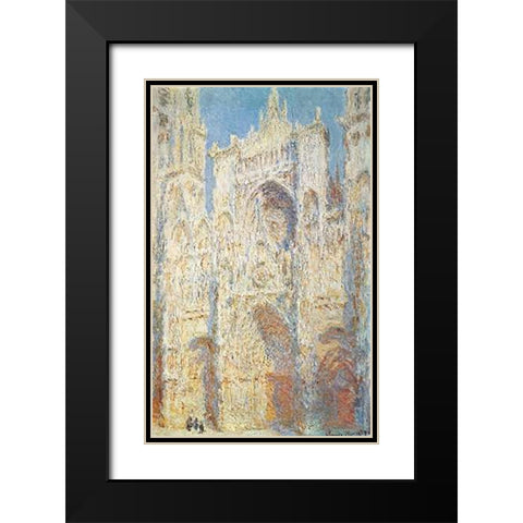 Rouen Cathedral West Facade Sunlight 1894 Black Modern Wood Framed Art Print with Double Matting by Monet, Claude