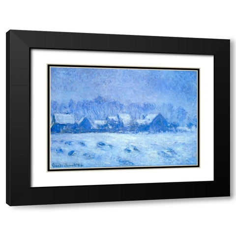 Snow Effect At Giverny 1893 Black Modern Wood Framed Art Print with Double Matting by Monet, Claude