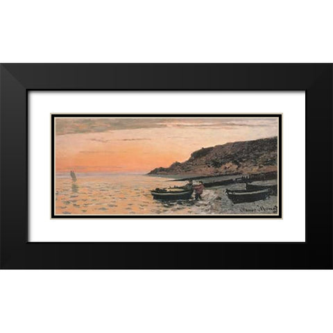 The Beach At Sainte-Adresse 1864 Black Modern Wood Framed Art Print with Double Matting by Monet, Claude