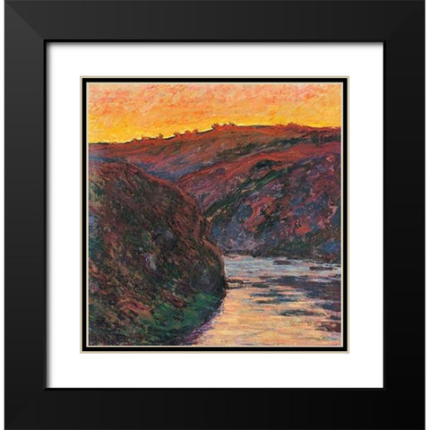The Creuse Sunset 1889 Black Modern Wood Framed Art Print with Double Matting by Monet, Claude