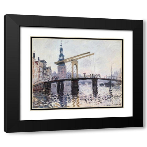 The Drawbridge Amsterdam 1874 Black Modern Wood Framed Art Print with Double Matting by Monet, Claude